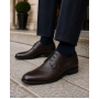 Pantofi barbati maro din piele naturala cu perforatii decorative SIR020GML